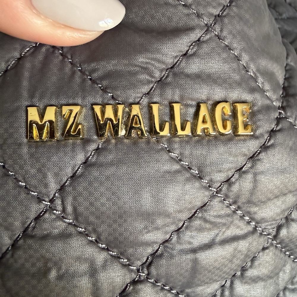 MZ Wallace Medium Metro City Tote Magnet Gray Quilted Shoulder Bag Purse Travel - Picture 6 of 14